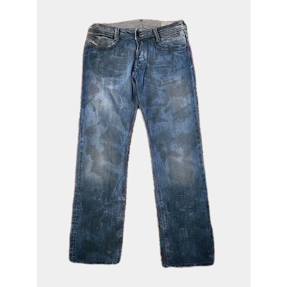 $299 Men’s Diesel Jeans Sz 32 Slammer Stretch Metal Leather Trim